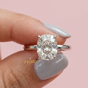 แหวนหมั้นเพชรทรงคุชชั่นคัท เงินแท้ 925 ดีไซน์มินิมอล สำหรับผู้หญิง - Product Image 3