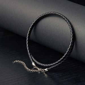 Collana in Argento Sterling con Cordino in Pelle Intrecciata, Gioielli alla Moda con Perline - Product Image 3