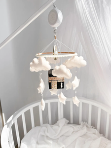 Mobile musical doux en feutre pour berceau, thème Coran et Kaaba, avec nuages, jouets islamiques pour enfants, décoration de chambre de bébé, cadeau de naissance islamique - Product Image 3