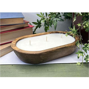 Precio al por mayor tamaño personalizado mango madera forma ovalada vela cuenco hogar boda MESA CENTRO DE MESA multiusos plato 100 Uds - Product Image 3