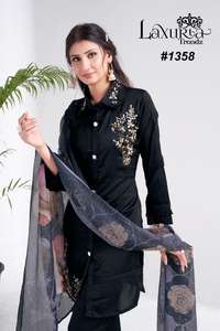 Latest Designer Satin Georgette Handwork Printed <b>Kurti</b> Set by Fab Zone Indian & Pakistani Clothing - Product Image 2