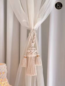 Handcrafted Jute <b>Curtain</b> Holdbacks with Wooden Beads Minimal Modern Home Decoration Natural Rope Tieback Accessories - Product Image 3