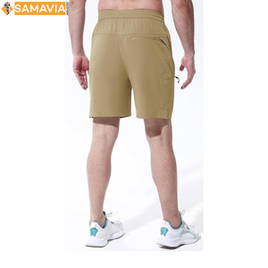 Pantalones cortos ligeros de malla para fitness de secado rápido para hombre, ropa deportiva de estilo informal con patrón sólido para entrenamiento de gimnasia y correr - Product Image 4