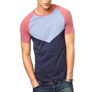 Camisetas personalizadas OEM para ropa de hombre High Street Style Block Color Cotton Transpirable Summer Street Wear Slim Fit Men T Shirt - Product Image 5