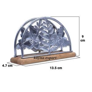 Porte-mouchoirs artisanal en laiton avec motif de feuille, base en marbre de luxe moderne, branche dorée, pour traiteurs et cantines, Kayna Export - Product Image 4