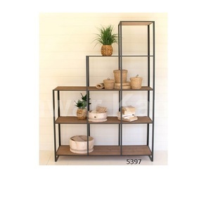 Unité d'affichage en bois et en métal de marche d'escalier de style unique pour l'affichage de stockage de chambre d'amis de chambre à coucher de salon à la maison - Product Image 1