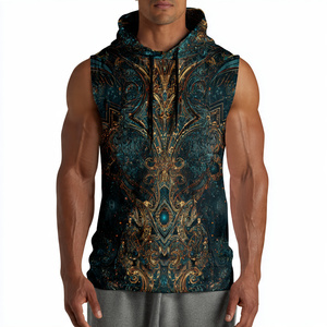 Gimnasio Ejercicio Sublimación Sudadera con capucha Singlet Hombres Sublimación Jogging Wear Impreso Sudadera con capucha Top Hombres - Product Image 3