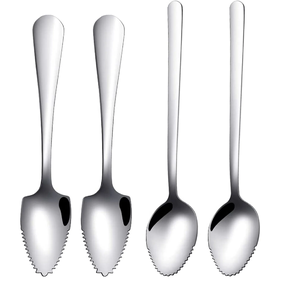Cuillère à pamplemousses en acier inoxydable Cuillère à pastèque créative élégante Cuillère à dessert à bord dentelé - Product Image 1
