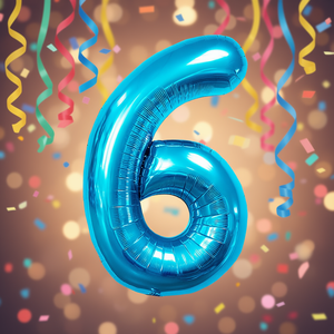 Palloncini Numero Party Love Blu N6 100cm Confezione da 12 Pezzi - Product Image 3