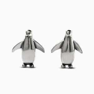 Boucles d'oreilles clous Jeulia vintage en argent sterling plaqué or rose avec zircon, motif pingouin - Product Image 1