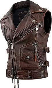 Chaleco de cuero genuino vintage: un elemento básico de moda clásico Durabilidad atemporal Elegancia elegante Moda Mate Brillante - Product Image 3