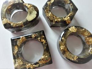 Anillos de Servilleta Acrílicos Estilo Ángel, Hechos a Mano con Patrón Floral, Detalles Esmaltados, Remolinos Brillantes, Ecológicos, en Stock para Cena - Product Image 2