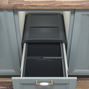 Modern Pull <strong>Kitchen</strong> Cabinets Trash Can <strong>Dual</strong> 17L PP <strong>Bins</strong> Soft Close Runner Built-in Basket Design Eco-Friendly 1 Year Warranty - Product Image 3