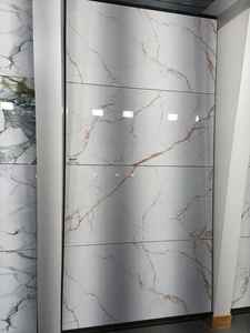 Inde 600x1200 Carreaux de sol en porcelaine de marbre vitrifié blanc brillant sans glissement et design moderne pour le salon Texture solide - Product Image 5