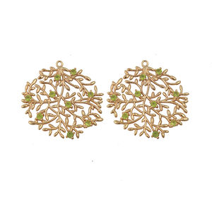 Abalorios de piedras preciosas de Prehnita hechos a mano chapados en oro, conjunto de componentes de una sola punta, pendientes de moda para fiestas, joyería al por mayor - Product Image 1