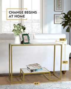 Table console moderne en marbre blanc et or, élégante et contemporaine, pour entrée et salon - Product Image 6