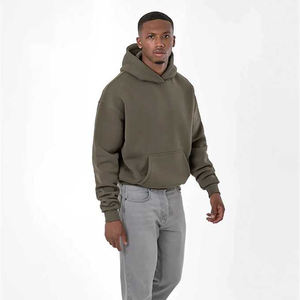 Sweat à capuche pour homme en coton 100% lourd, broderie de logo personnalisée, haute qualité, thermique pour l'hiver, tricoté, grande taille, streetwear - Product Image 3