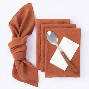 Cheesecloth Napkins Bulk 21X21 Set of 6 Cotton Dinner Napkins Rustic Linen  Tab