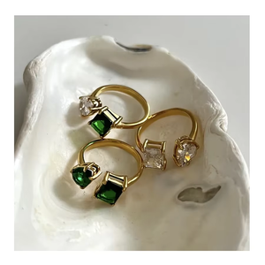 Producto de calidad superior Forma de gota Colorido Cz Anillo de diamante Moda Ins Joyería Anillo de piedra de corazón ajustable Directo DE LA India - Product Image 6