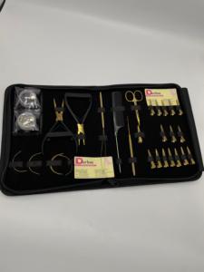 Outils d'extension de cheveux au plasma doré Kit d'extension en acier inoxydable crochets perles aiguilles en forme de C ciseaux à cheveux et pinces d'extension de cheveux - Product Image 6