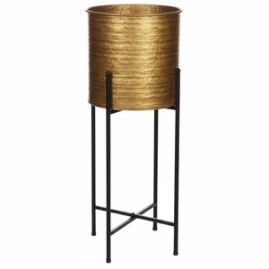 Support de plante en bois vintage avec pot de fleurs en métal blanc, élégant porte-pot de fleurs pour la décoration de la maison et du jardin, pot de fleurs d'intérieur - Product Image 6