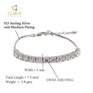 Bracelet solitaire CLARA Siena pour femmes et filles, en argent sterling 925 avec zircone suisse, cadeau élégant - Product Image 5