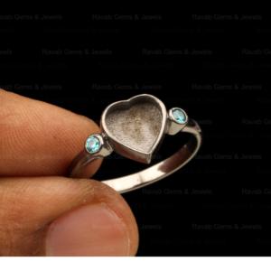 Best Selling 925 Solid Silver 8mm Heart 2mm Bezel Set Semi Mount <b>Ring</b> Gemstone Resin Ashes Jewelry Findings - Product Image 1