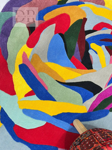 Mini tapis de salle à manger floral moderne de luxe touffeté à la main laine de haute qualité multicolore forme de fleur floraison esthétique maison ensemble - Product Image 5