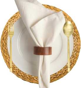 12 Elegant Vintage Wooden Napkin Rings Stocked Bamboo <b>Tableware</b> for Weddings <b>Parties</b> Everyday Dinners Complementing Any <b>Table</b> - Product Image 3