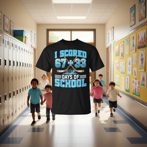 T-shirt da ragazzo per il 100° giorno di scuola, modello Hockey Drip, per la festa dei 100 giorni di scuola, personalizzabile, promozionale, taglia 6733 - Product Image 3