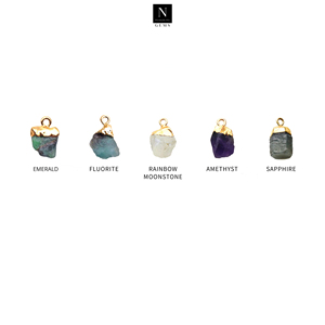 Boucle d'oreille en pierre irrégulière brute collier pendentif pierre précieuse brute breloques en pierre de naissance pendentif en cristal brut pour la fabrication de bijoux breloque bricolage - Product Image 4