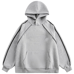 Sudadera con capucha gris de gran tamaño con estampado de logotipo personalizado para hombre, Sudadera con capucha informal con capucha de algodón 100% para Unisex - Product Image 1