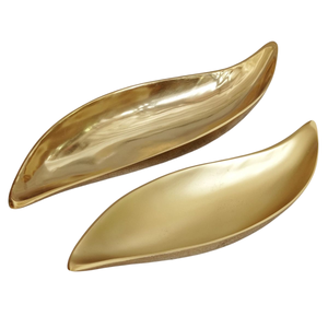 Plat de service en aluminium de couleur or au design fantastique pour la table à manger, plat de service pour desserts, bol en Inde - Product Image 1