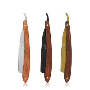 Vente en gros Lame de rasoir droite avec manche en bois Rasage Rasoir de barbier pour salon fabriqué - Product Image 6