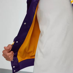 TITLISTS alta calidad al por mayor rojo púrpura bordado parches trabajo Varsity chaqueta hombres personalizado satén Letterman chaqueta de Bombardero - Product Image 6