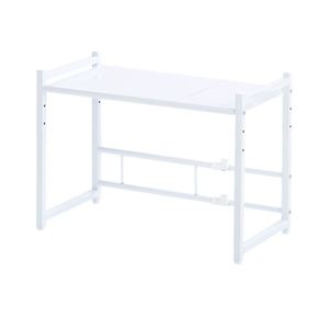 Étagère de cuisine en métal blanc multifonction de haute qualité, support de rangement extensible compatible avec le four à micro-ondes - Product Image 1
