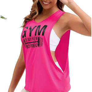 เสื้อกล้ามออกกำลังกายผู้หญิงรุ่นใหม่ คุณภาพสูง สำหรับโยคะและฟิตเนส ผลิตจากผ้าฝ้ายถัก 100% ตกแต่งด้วยลายปัก ระบายอากาศได้ดี ด้านหน้า - Product Image 5