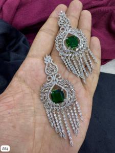 Conjunto de pendientes de joyería antigua de estilo elegante hermoso para fiesta de boda de diamante americano de diseñador polaco de plata antigua - Product Image 4