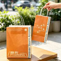 Emballages à emporter personnalisés, jetables, recyclables, biodégradables, sacs en papier kraft pour la restauration rapide, avec poignées, pour les restaurants à emporter
