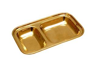 Offre spéciale Plateau de service contemporain en cuivre poli Plateau à dîner double de haute qualité pour la maison et les mariages - Product Image 3