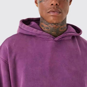 Sudadera con capucha de algodón de invierno de alta calidad, sudaderas personalizadas, tela de lana gruesa de 300g para hombres y mujeres, logotipo personalizado de lavado ácido cómodo - Product Image 6