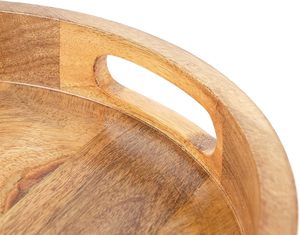 Rustic Wooden Serving <b>Tray</b> - Round Wood Decorative Vintage Centerpiece <b>Candle</b> Holder <b>Trays</b> Farmhouse Ottoman <b>Tray</b> - Product Image 3