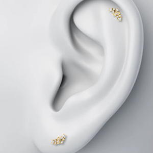 Boucles d'oreilles de luxe en diamant Piercing Stud 14K 18K Solid Gold Real Lab Grown and Natural Diamonds IGI GIA Certified Fine Jewelry - Product Image 2