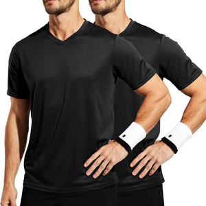 Venta al por mayor de camisetas con cuello en V para hombre de algodón y poliéster cómoda y elegante de manga corta Camiseta lisa de alta calidad suave - Product Image 5