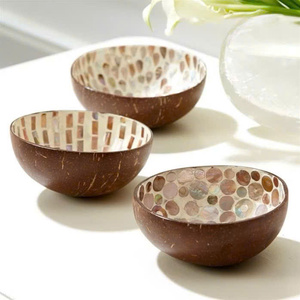 Eco-Friendly Bamboo Coconut Shell Serving Bowl with Iridescent Shell <b>Mosaic</b> Tabletop Decor & Handmade Lacquerware |Craftsmanship - Product Image 2