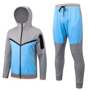 Confortable doux épais deux pièces sportif fermeture éclair survêtement sweats à capuche décontracté uni teint Jogging Outwear bas actifs pour les activités - Product Image 2