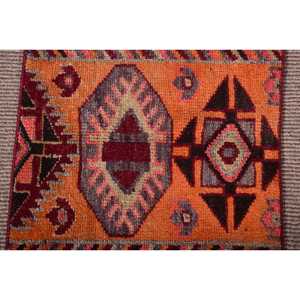 Tapis turc vintage, petit tapis de 1,7 x 2,2 pieds, tapis oriental en laine rouge orangé - Product Image 3