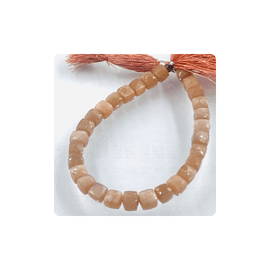 Cuentas facetadas de piedra lunar de melocotón Natural de calidad superior, piedras preciosas en forma de caja de hebra de 8 pulgadas para la fabricación de joyas - Product Image 5