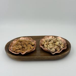 Cuenco de Servir Vintage de Aluminio con Forma de Hoja de Loto y Bandeja de Madera con Acabado de Cobre para Hogar, Restaurante, Bodas, Fiestas y Regalos - Product Image 2