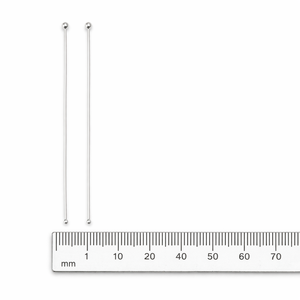 925 Sterling Silver Featherweight Ball Head Pins 60mm 10pcs Flat Plated <b>Beads</b> Jewelry Findings for Making Size 25mm X 8mm - Product Image 2